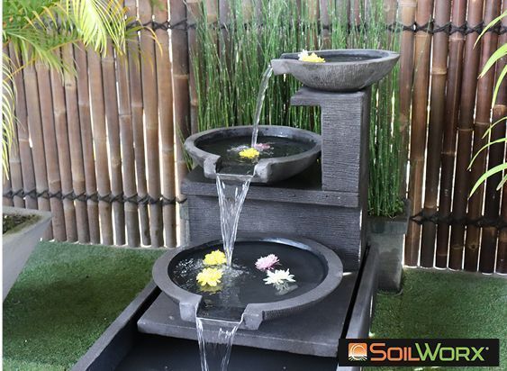 Mini Trio Solar Fountain – Charcoal